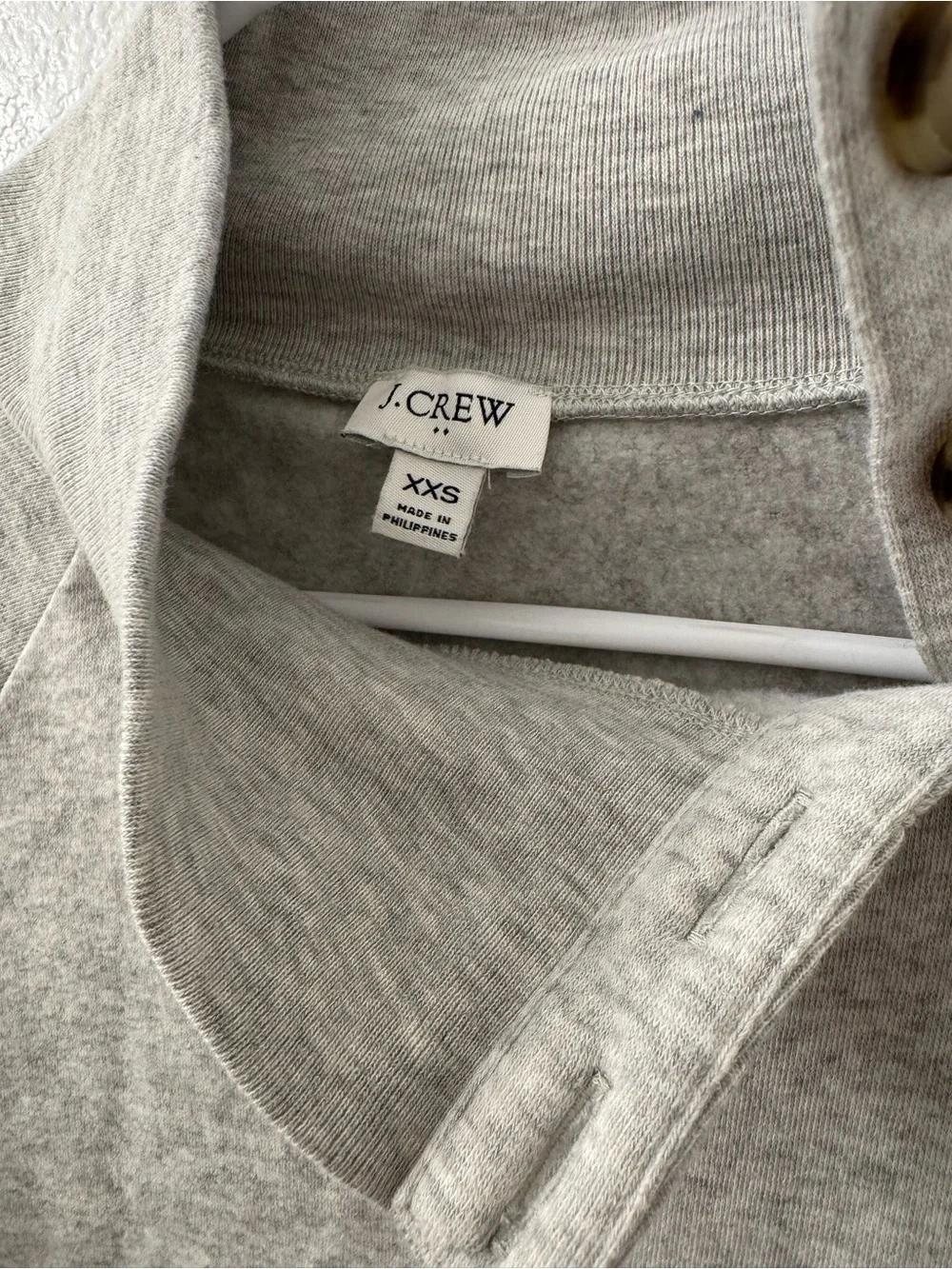 J. Crew Light Gray Button-Neck Sweatshirt XXS